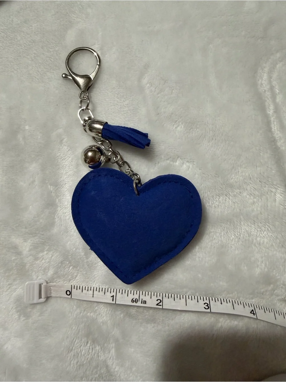 Blue Rhinestone Heart Key & Card Holder Charm